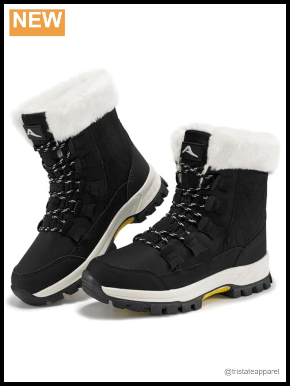 Women's Waterproof Faux Fur Lined Mid Calf Snow Boots Lace Up Anti Slip Winter